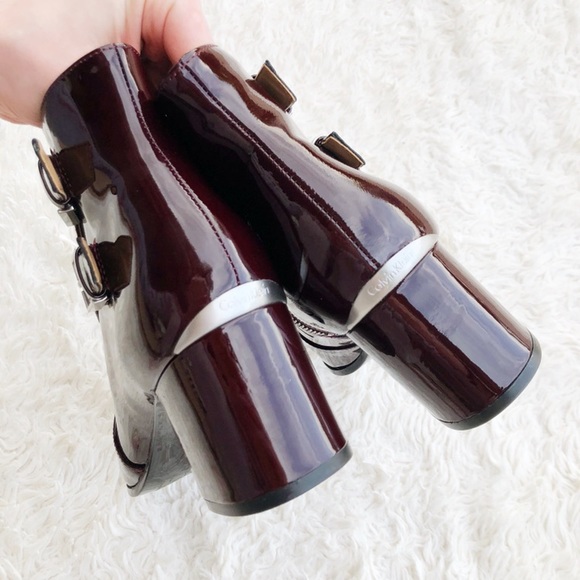 CALVIN KLEIN NWOT Burgundy Patent Leather Bootie - Picture 4 of 8